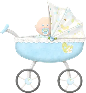 蓝白儿童婴儿车