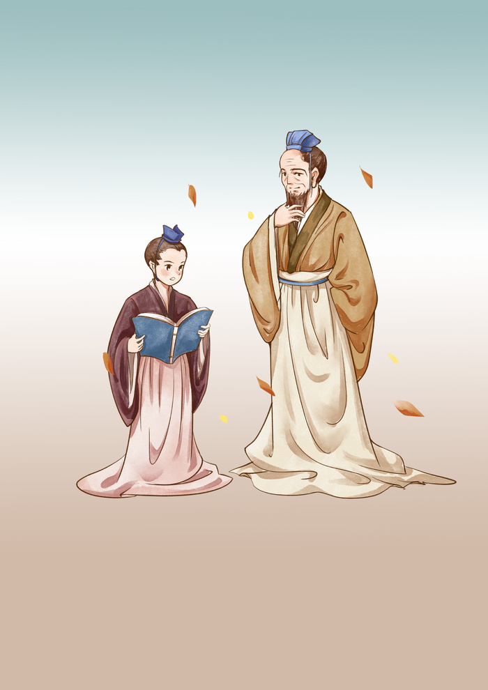 教书育人古人教学手绘插图psd模版下载