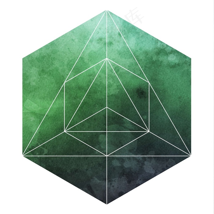深绿色多边形的特写