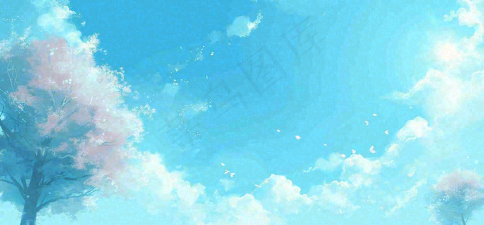 春天蓝色的天空和粉红色的书梦幻场景