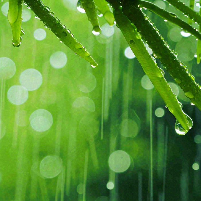 清新绿色春天绿芽叶子雨水露珠，春分谷雨摄影图