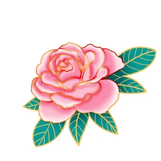 国潮风立体浮雕金边手绘花朵花卉PSD设计PNG免扣图片元素素材