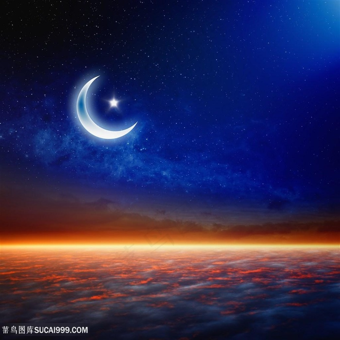 月亮与夜空星空高清图片