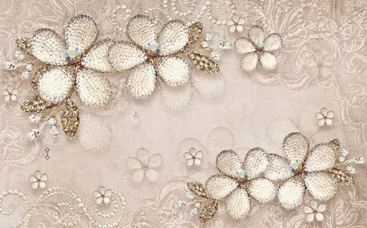 雕塑花枝珍珠背景墙