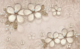 雕塑花枝珍珠背景墙