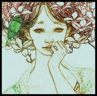 女孩线稿描边画像