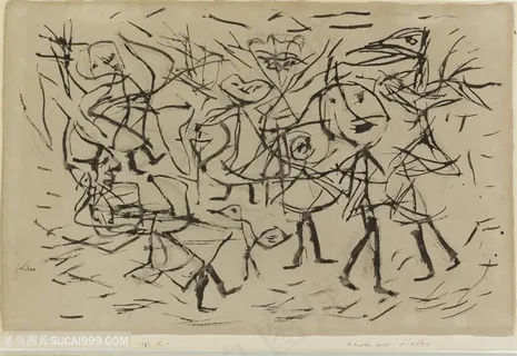 保罗克利手绘简约人物素描装饰画