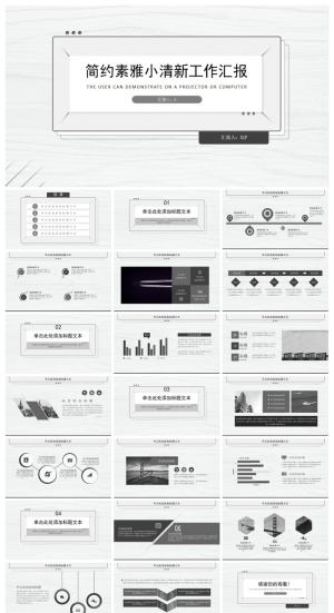 简约素雅小清新工作汇报商务通用ppt模板预览图