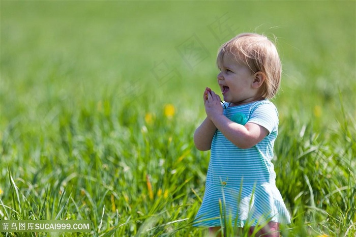 草坪上欢快鼓掌宝宝