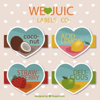 免抠爱心果汁标签