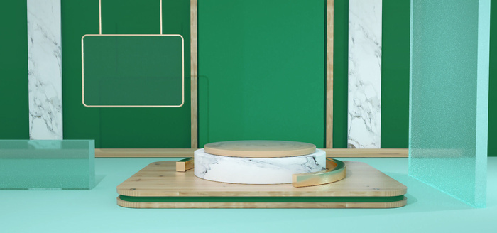 中国风国潮电商促销海报C4D背景图3D场景立体设计PSD素材模板