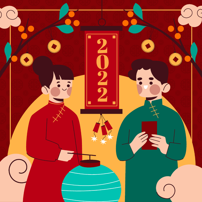 新年虎年中国风人物插画ai矢量模版下载