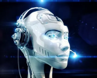 机器人头部和蓝色光亮