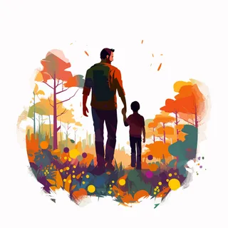 矢量插画-父亲与孩子03