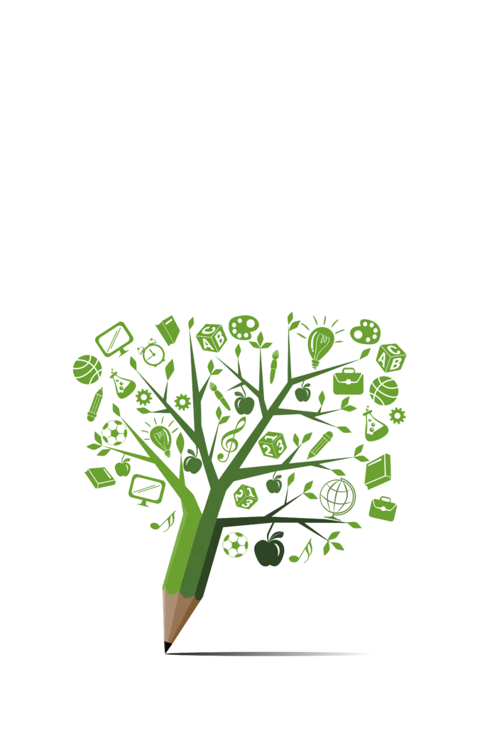    绿色  元素 插画   树 学习