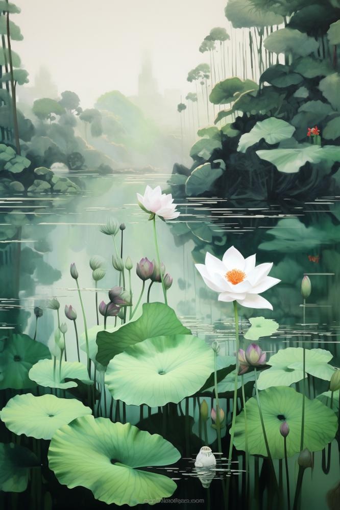 中国风水墨蜻蜓荷花节气背景(896x1344)
