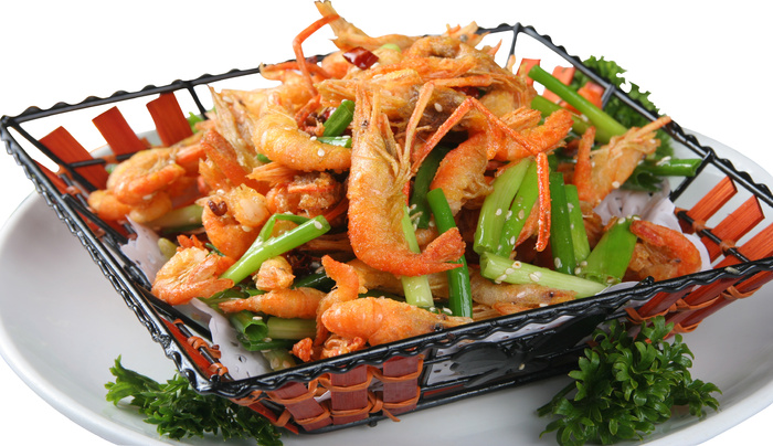 香葱炒河虾