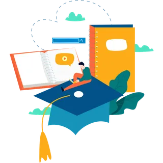 学习素材简笔卡通孩子书本博士帽少儿兴趣班