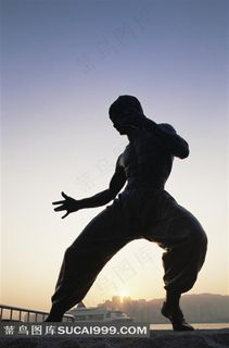 李小龙雕塑剪影素材