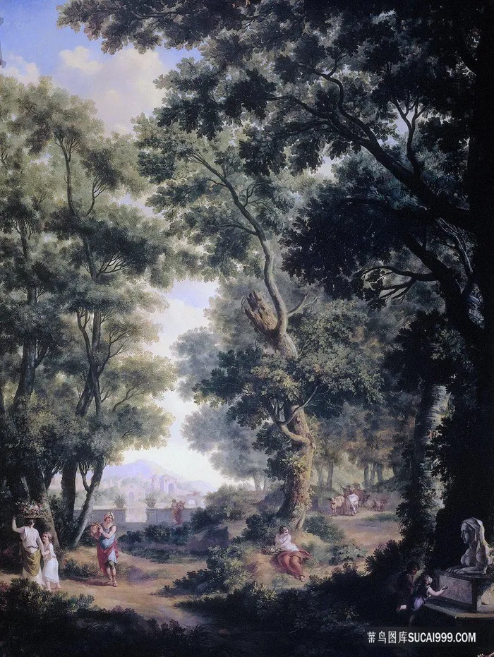 带有拱廊景观的十幅壁画