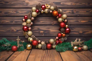 圣诞花环摄影图