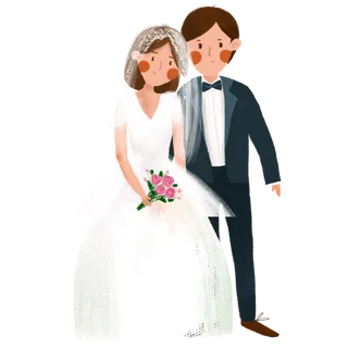 婚纱卡通人物婚礼白纱结婚婚纱摄影手绘