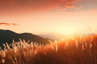 落日夕阳美景山脉摄影