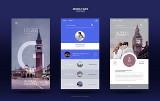 UI多页面包装展示手机APP交互界面样机长图概念PSD设计模板