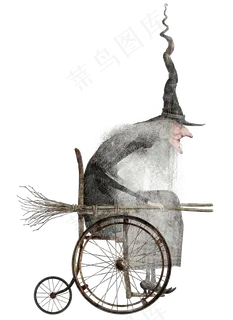 万圣节节日卡通素材坐轮椅女巫