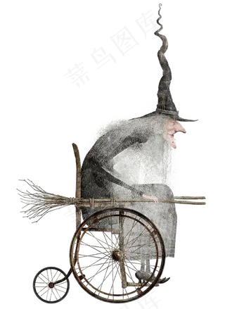 万圣节节日卡通素材坐轮椅女巫