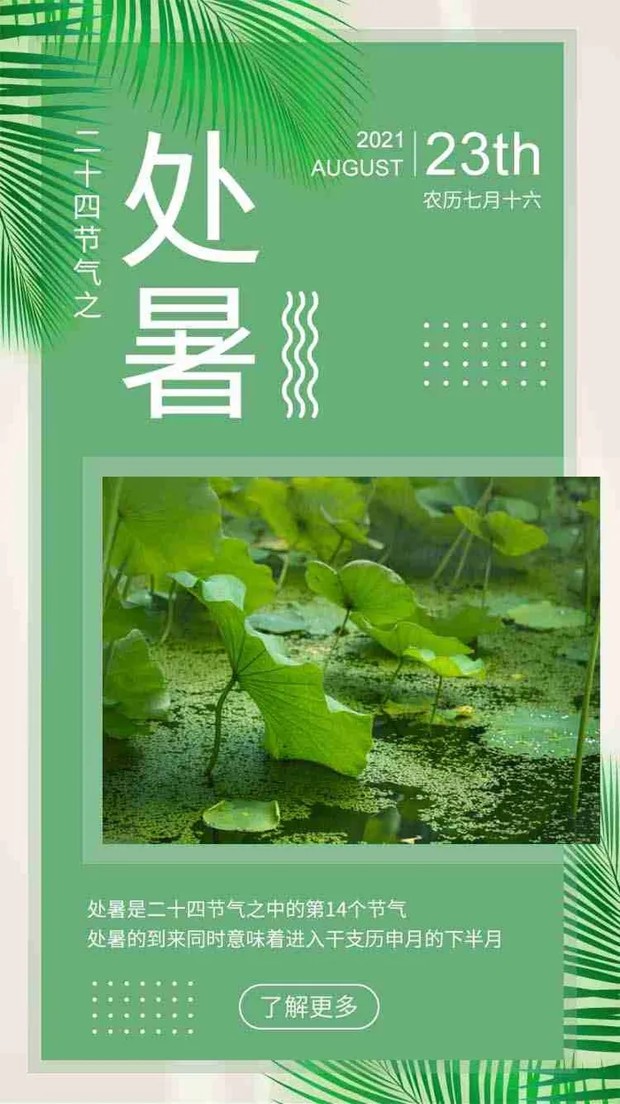 绿色清新大气处暑节气启动页