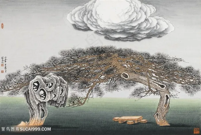 水墨松树高清风景画