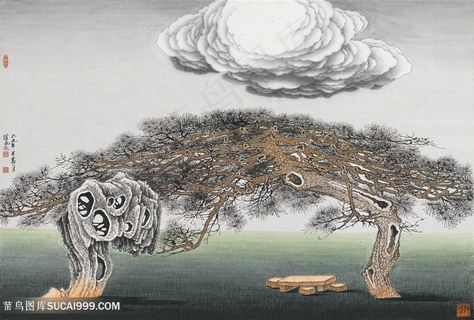 水墨松树高清风景画