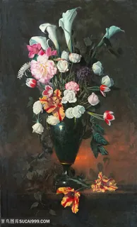 高清古典花瓶花朵花卉油画图片 高清古典花瓶花朵花卉油画图片