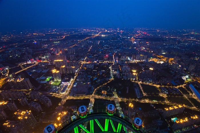 广州美丽夜景鸟瞰图摄影图片