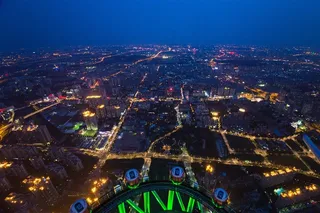 广州美丽夜景鸟瞰图摄影图片