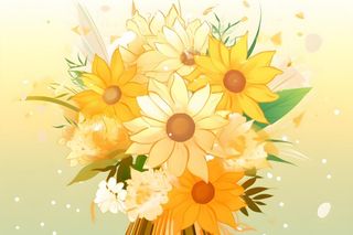 黄色渐变清新鲜花背景
