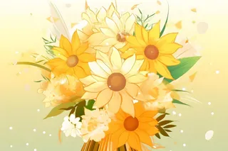 黄色渐变清新鲜花背景