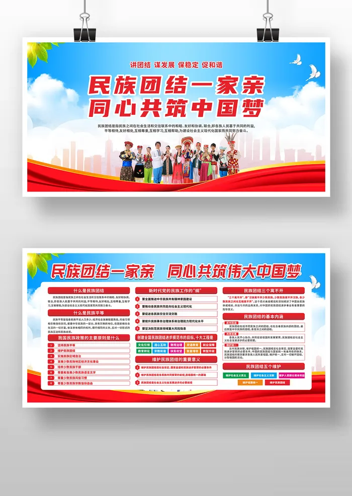 民族团结一家亲宣传展板cdr矢量模版下载