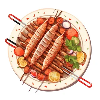 卡通烤肉烧烤架美食免抠