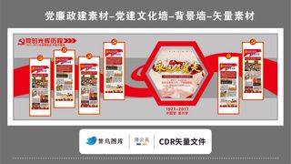 党建文化墙党建素材CDR预览图红色党的光辉历程复兴梦