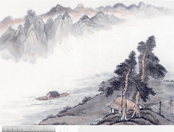 江岸山水图