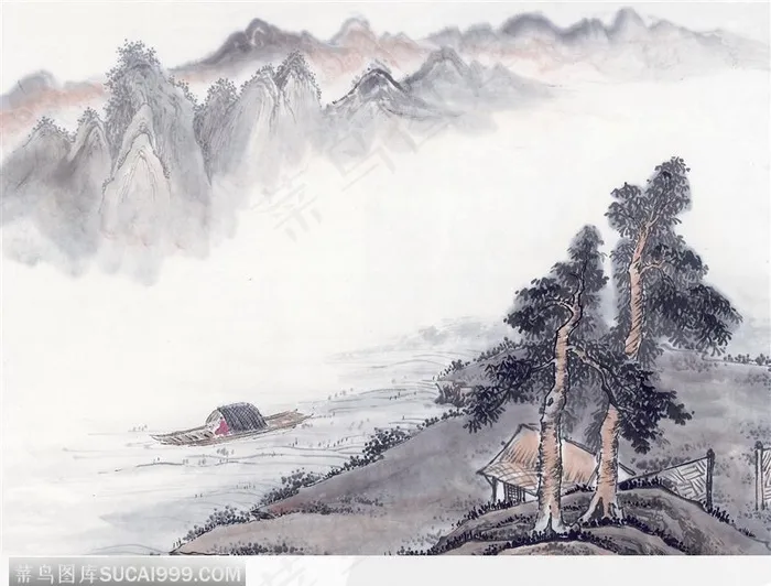 江岸山水图