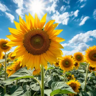 背景是蓝天的向日葵田沉哲才的照片文艺复兴向日葵向日葵田向日葵田