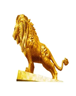 雕塑金色狮子素材