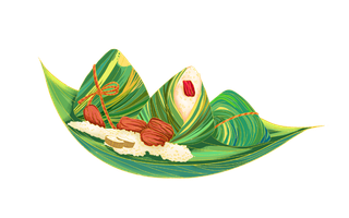 粽子叶绿色手绘卡通端午节粽子传统节日元素PNG素材