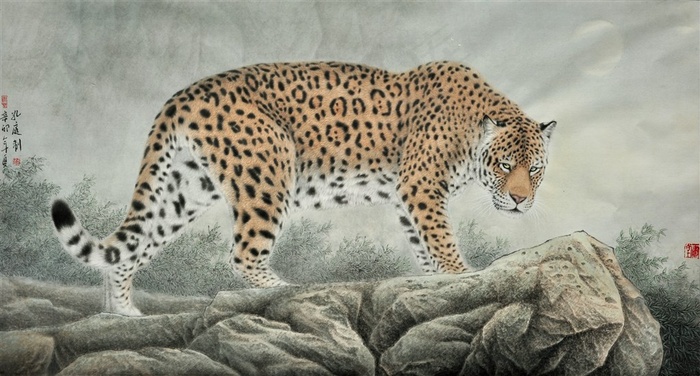 国画花豹艺术画