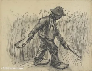 收割者素描男士装饰画