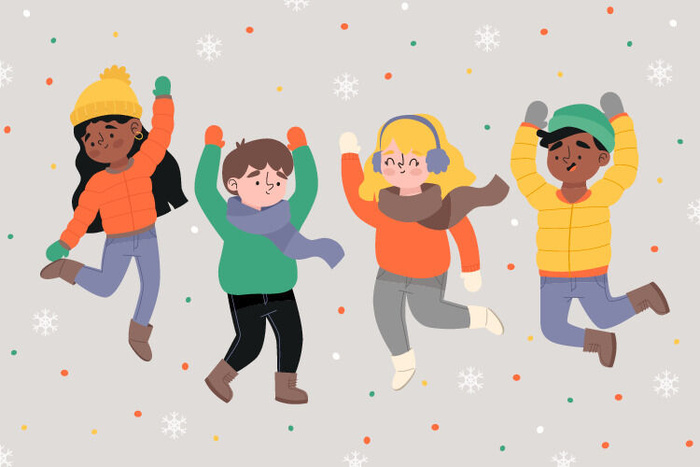 冬天服饰服装冬装穿冬装保暖冬季卡通人物男女装Ai矢量图片素材