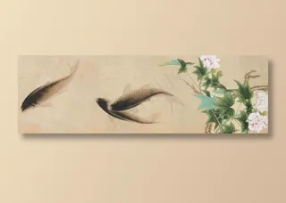 复古中国风古风国画鱼背景素材